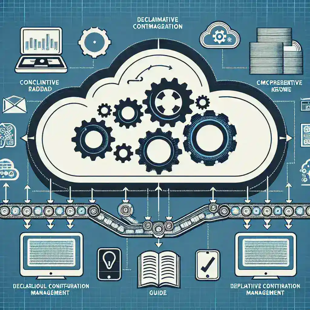 "Infografía sobre soluciones de gestión de configuración declarativa en la automatización moderna, destacando herramientas y prácticas recomendadas para optimizar procesos."